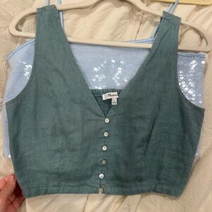 Moulinette Soeurs Green Sleeveless Crop Tank